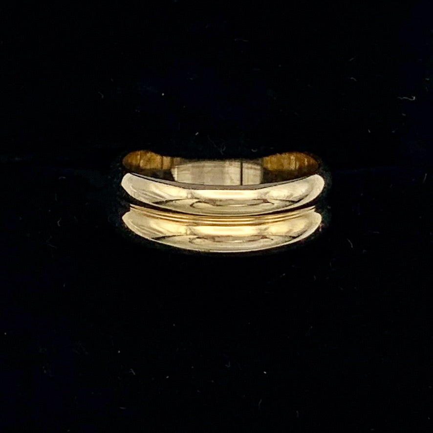 14K Yellow Gold 6mm Double 1/2 Round Design Wedding Band
