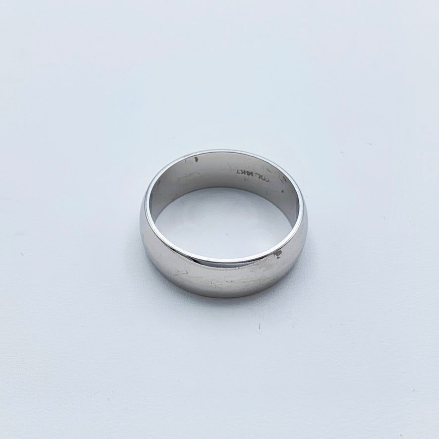 14K White Gold 7mm Bright Polish 1/2 Round Wedding Band