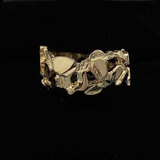 14K Yellow Gold 7.5mm Nugget Finish Wedding Band