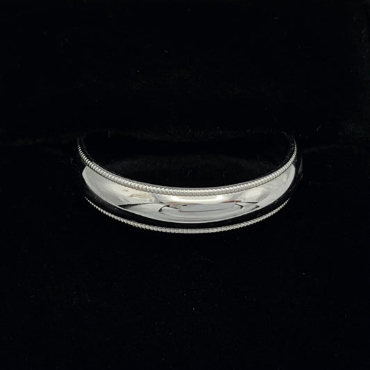 14K White Gold 5mm Comfort Fit Milgrain Edge 1/2 Round Wedding Band