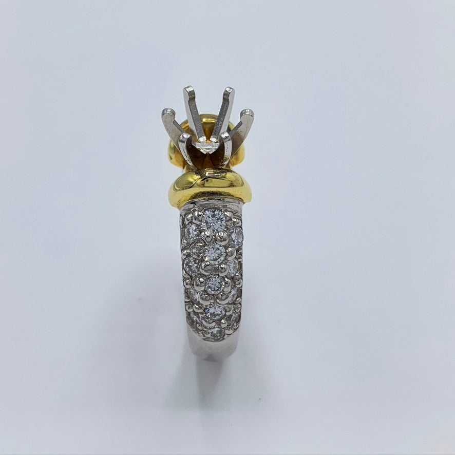 Platinum and Yellow Gold Semi-Mount Diamond Engagement Ring