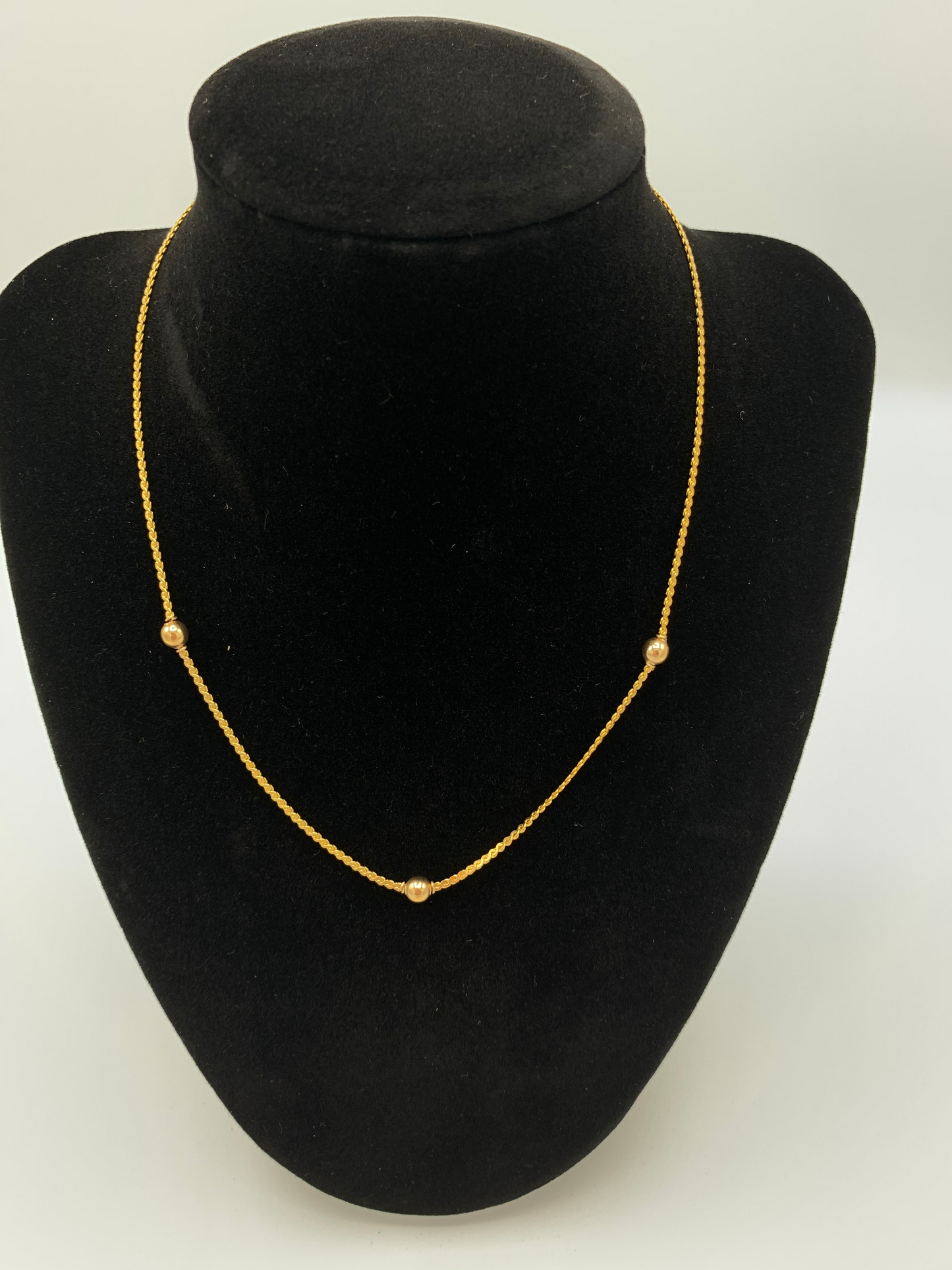 15 Inch Gold Filled S Chain with 3 Gold Beads and Matching Bracelet