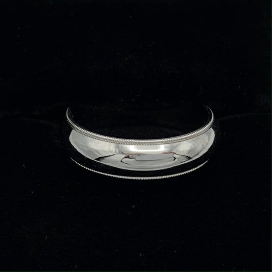 5.5mm Milgrain Edge 1/2 Round Wedding Band 14K White