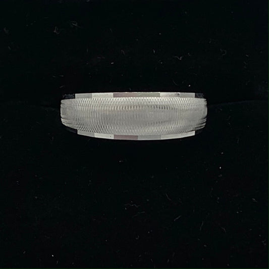 14K White Gold 1/2 Round Tapered Machine Finish Wedding Band