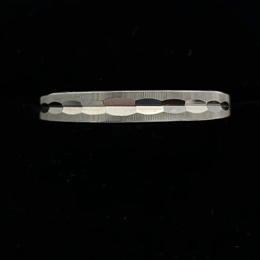 14K White Gold 4mm Wedding Band with Milled Art Design