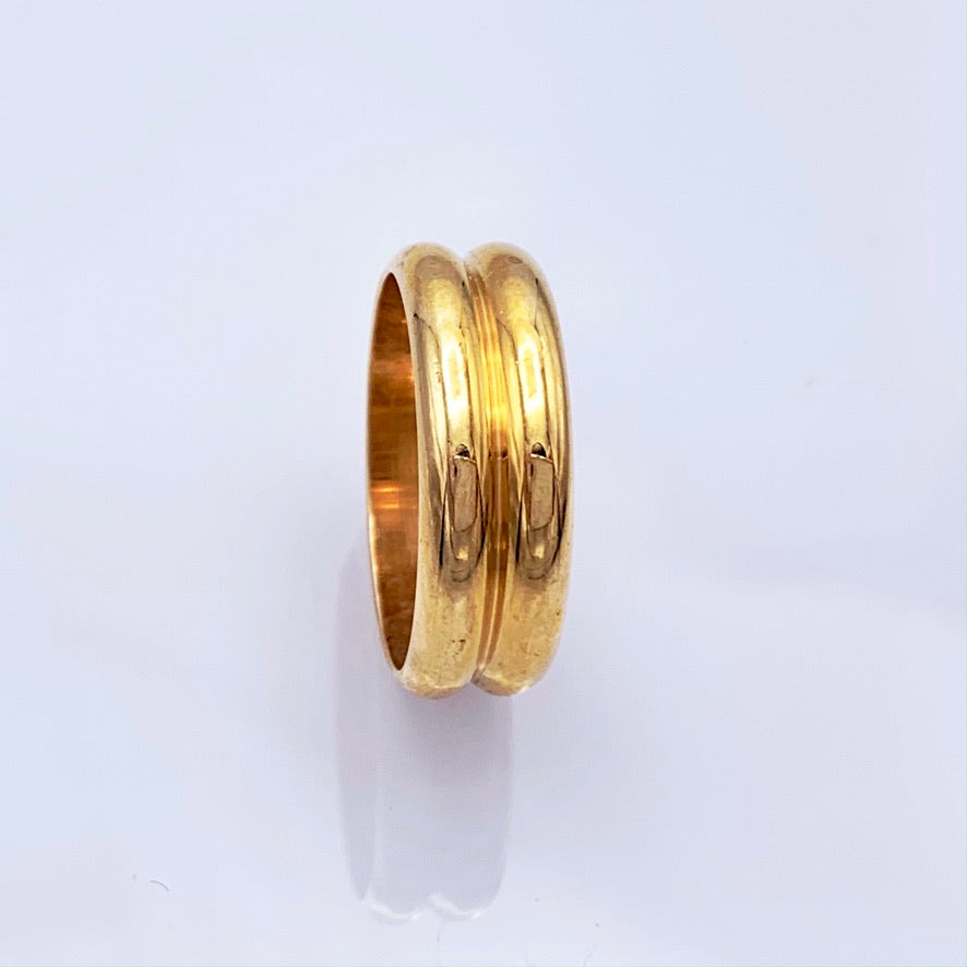 14K Yellow Gold 6mm Double 1/2 Round Design Wedding Band