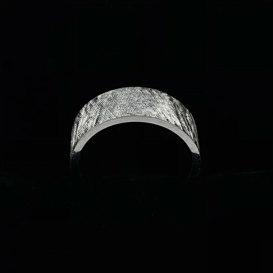14K White Gold 6.5mm Florentine Design Flat Style Wedding Band