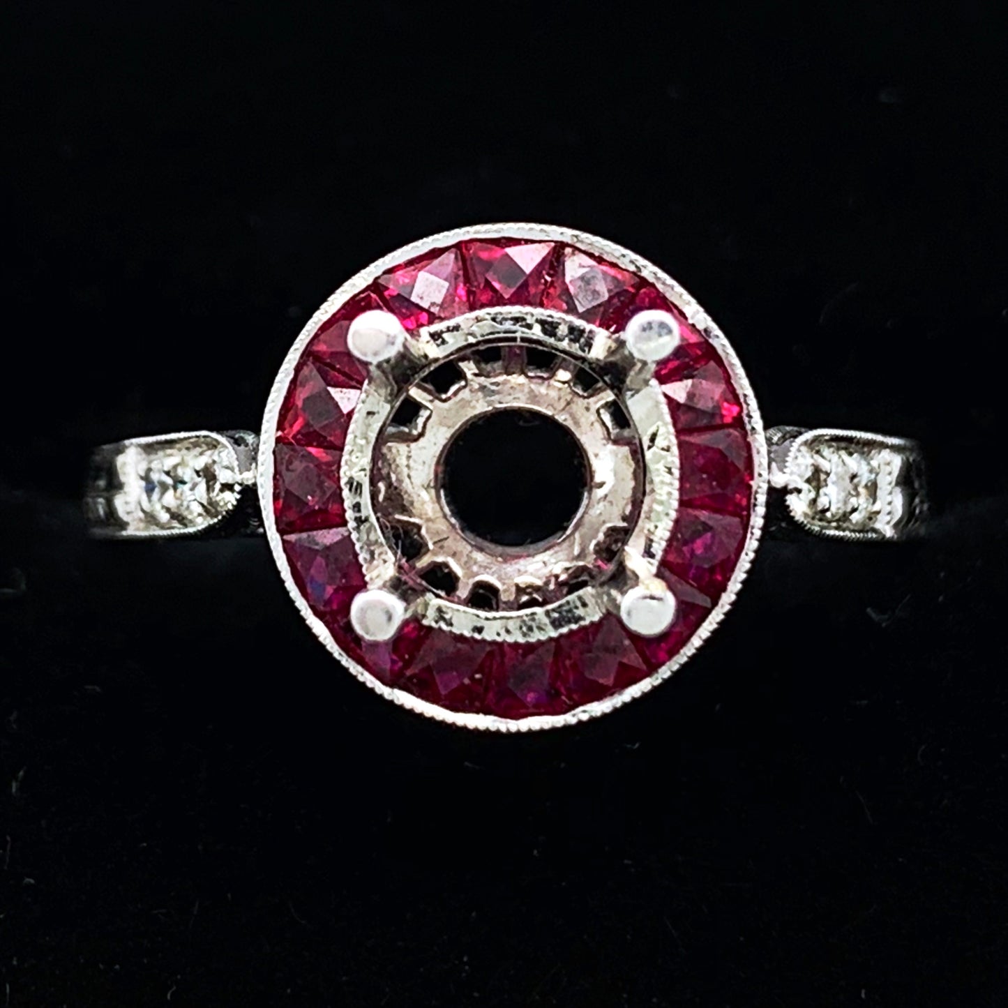 Diamond and Ruby Semi-Mount Engagement Ring