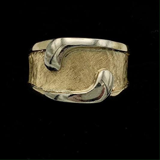 14K Yellow and White Gold Tapered Ring