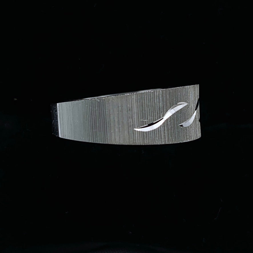 14K White Gold Modern S-Wave Design Wedding Band