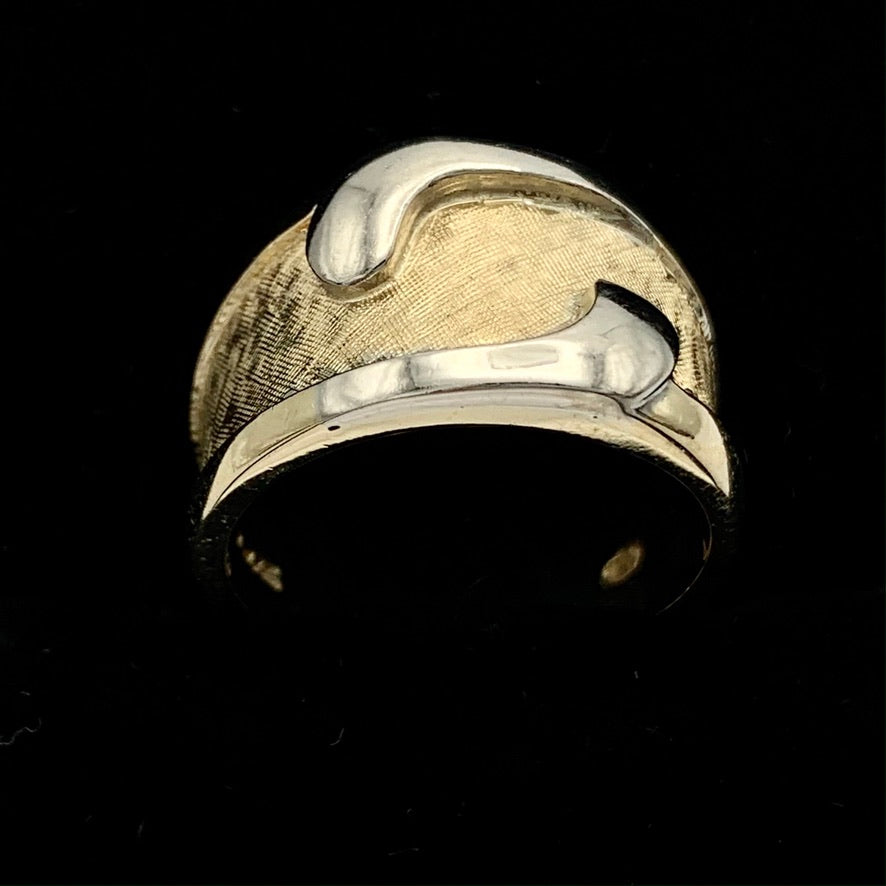 14K Yellow and White Gold Tapered Ring