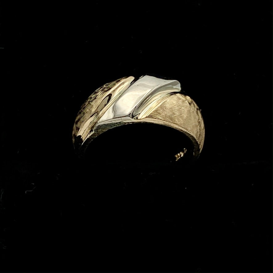 Two-Tone 14K Yellow / White Gold Tapered Wedding Band