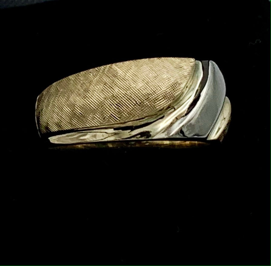 Two-Tone 14K Yellow / White Gold Tapered Wedding Band
