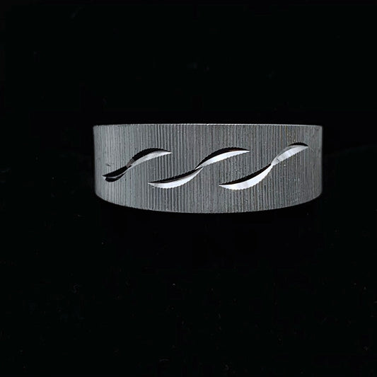 14K White Gold Modern S-Wave Design Wedding Band