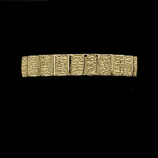 14K Gold 4mm Sprocket Style Wedding Band with Diamond Punch Finish