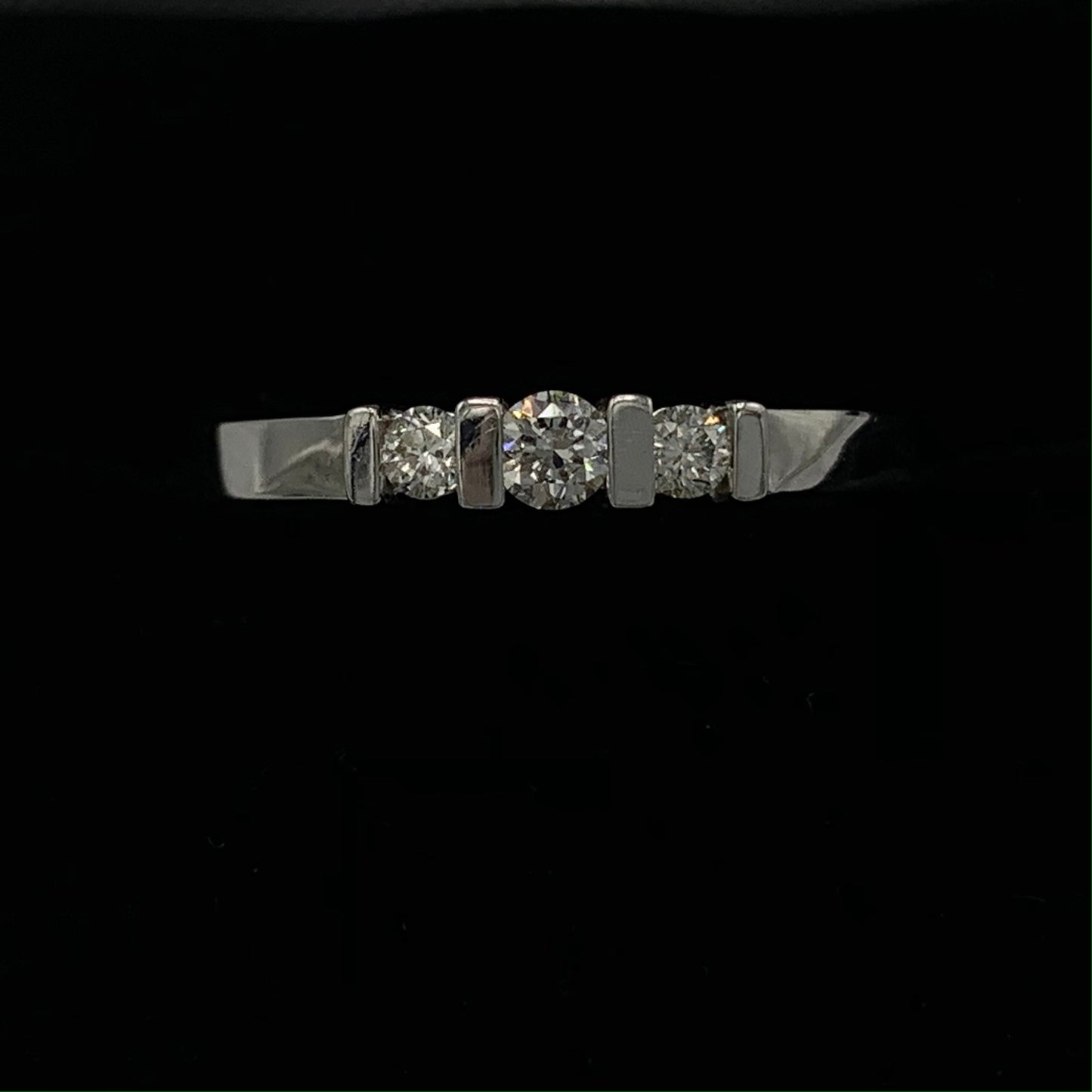 14K White Gold 3 Diamond Wedding Band