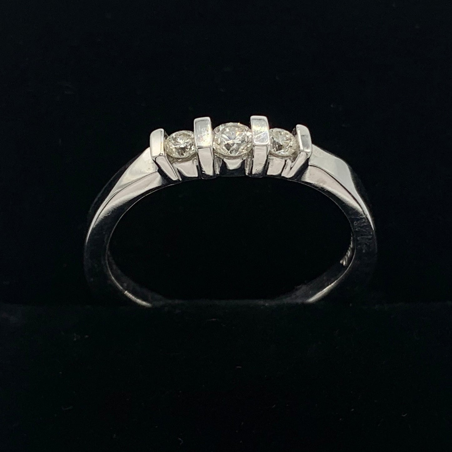 14K White Gold 3 Diamond Wedding Band