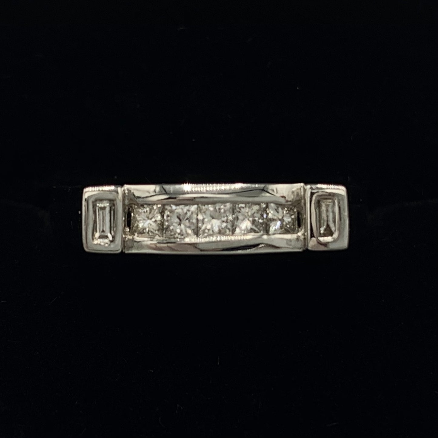 14K White Gold Three Sided Diamond Band