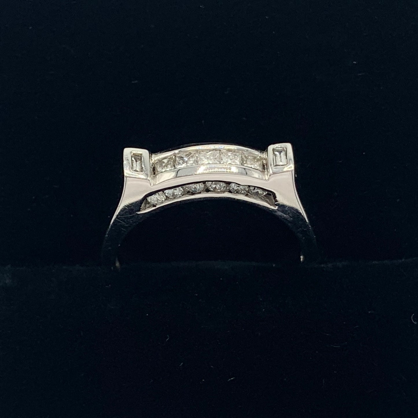 14K White Gold Three Sided Diamond Band