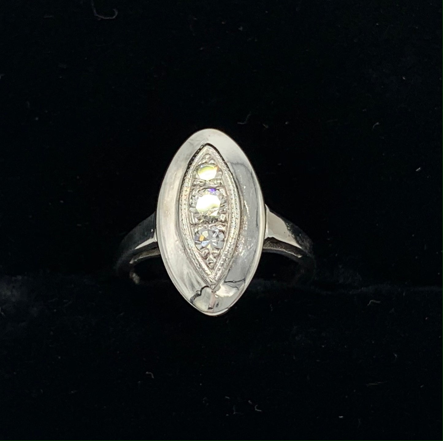 14K White Gold Oval Diamond Ring