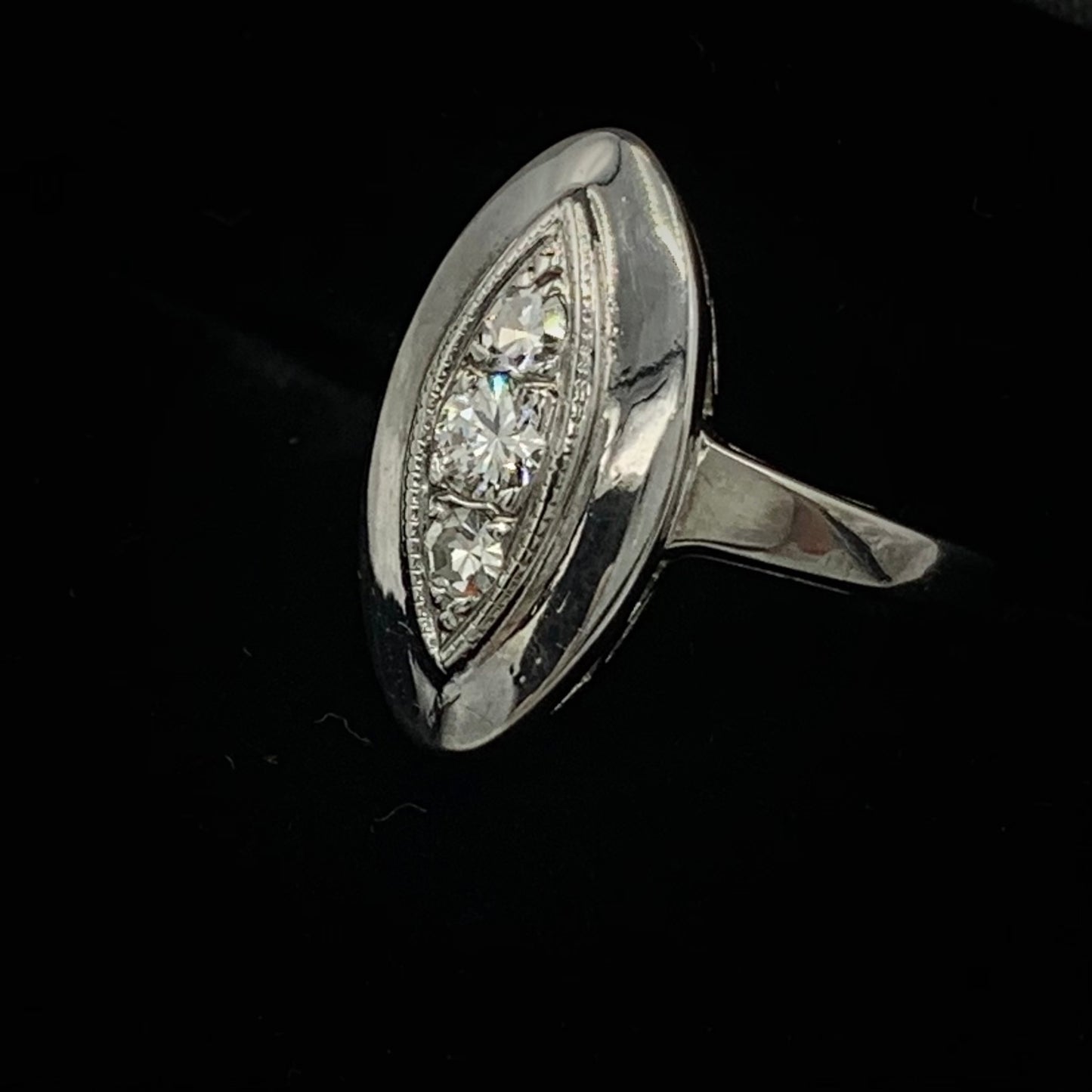 14K White Gold Oval Diamond Ring