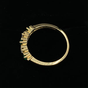 14K Yellow Gold Diamond and Chatham Emerald Ring