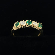 Load image into Gallery viewer, 14K Yellow Gold Diamond and Chatham Emerald Ring
