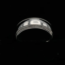 Load image into Gallery viewer, 14K White Gold 7mm Comfort Fit Double Milgrain 1/2 Round Wedding Band
