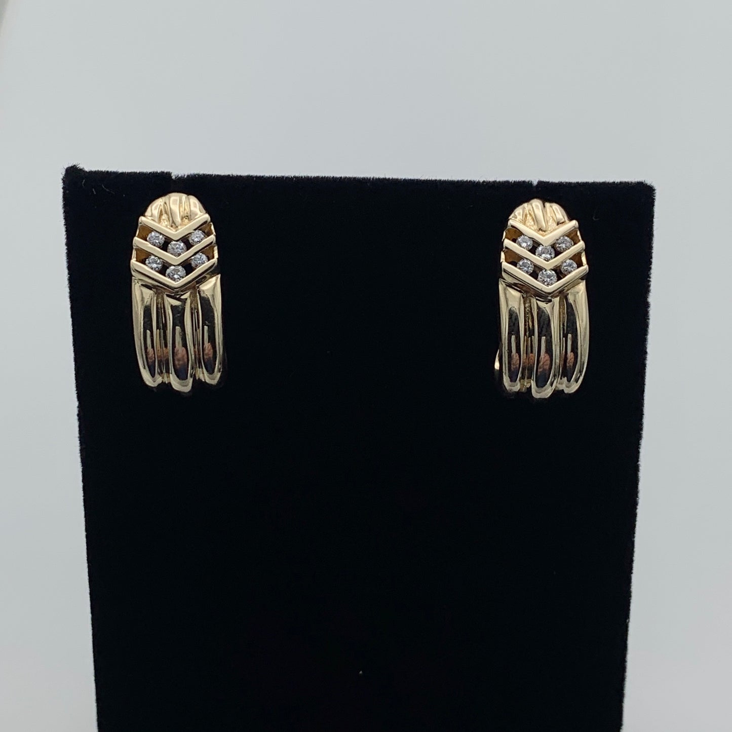 14K Yellow Gold Diamond Cuff Earrings