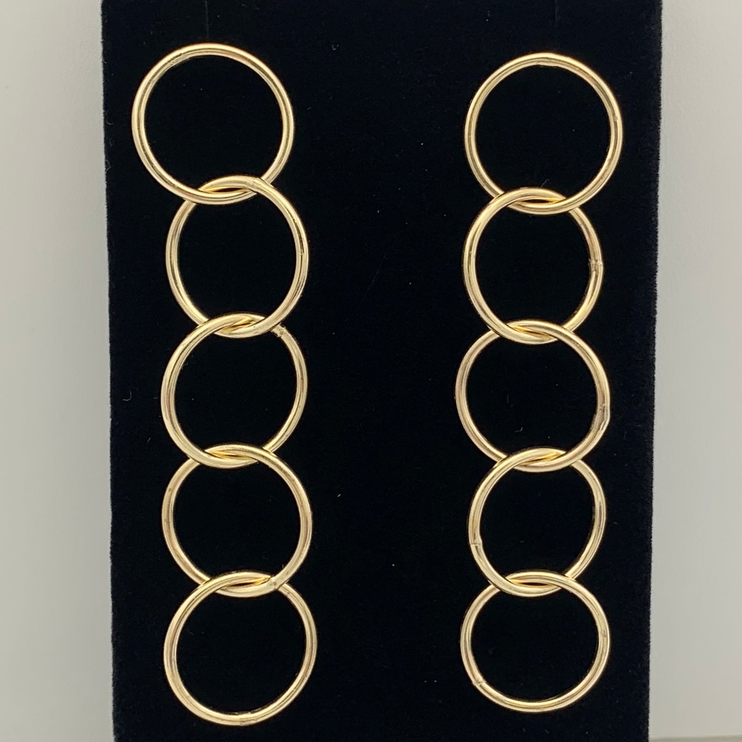 14K Yellow Gold Dangling Loop Chain Earrings