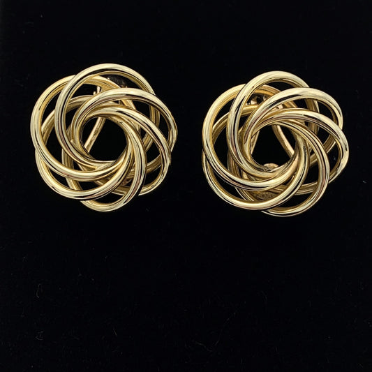 14K Yellow Gold Non-Pierced Omega Back Love Knots