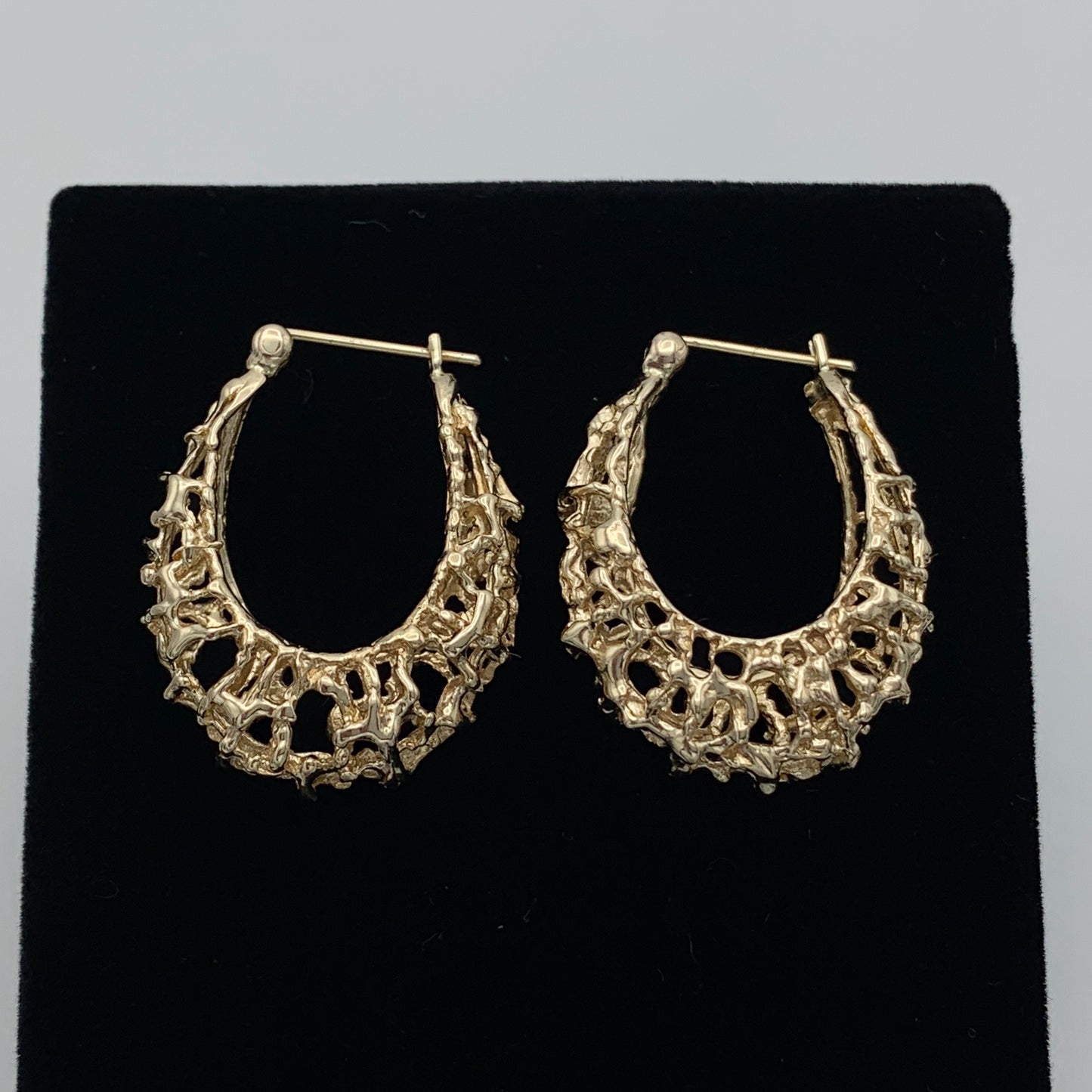 14K Yellow Gold Hoop Free Form Earrings