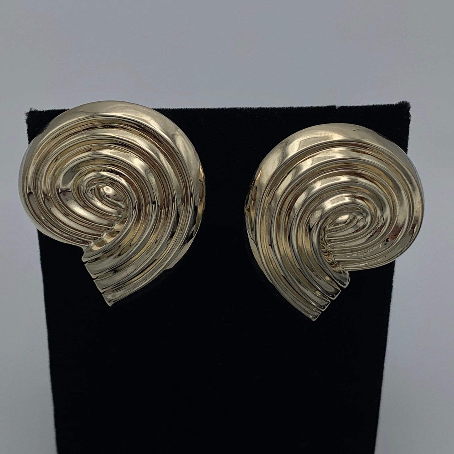 14K Yellow Gold Omega Back Swirl Earrings