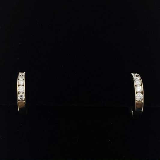 14K Yellow Gold .50 TCW Diamond Huggie Earrings