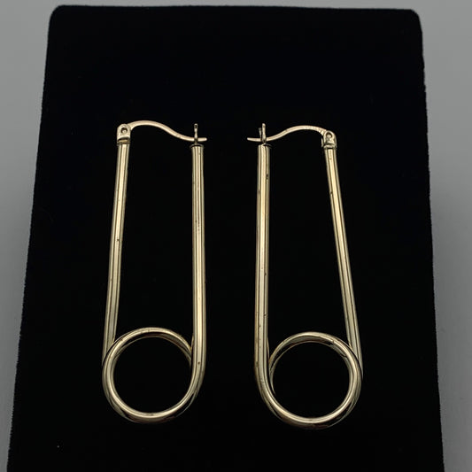 Dangling 14K Yellow Gold Hoop Earrings