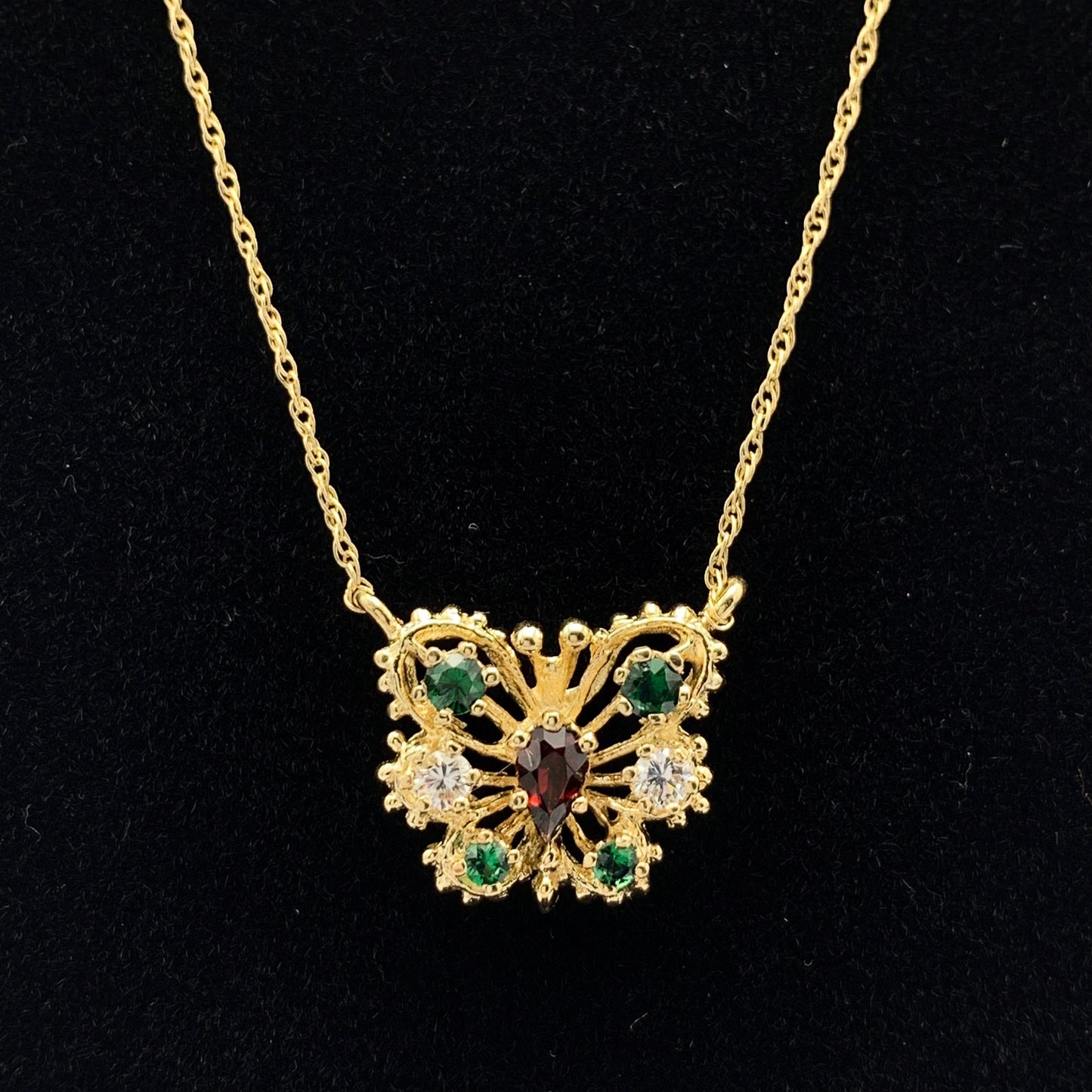 14K Yellow Gold Butterfly Necklace