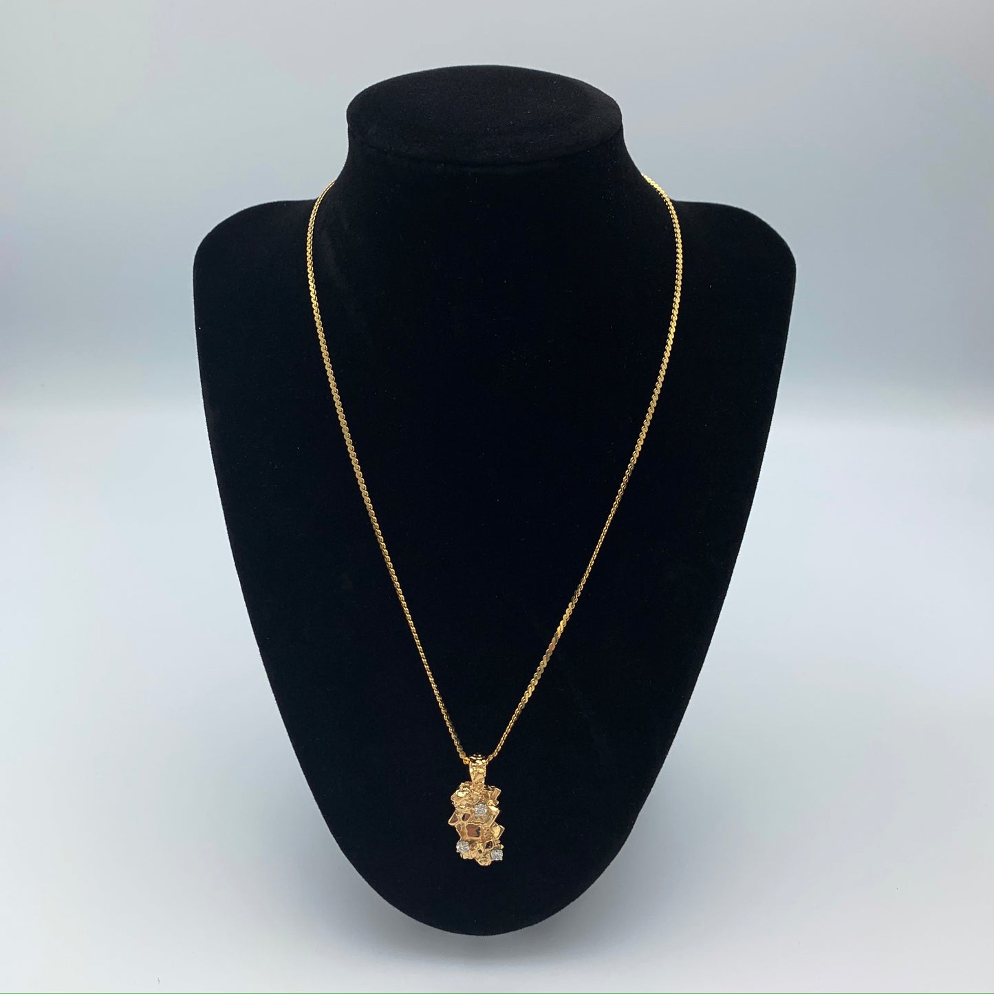 14K Yellow Gold Diamond Nugget Necklace