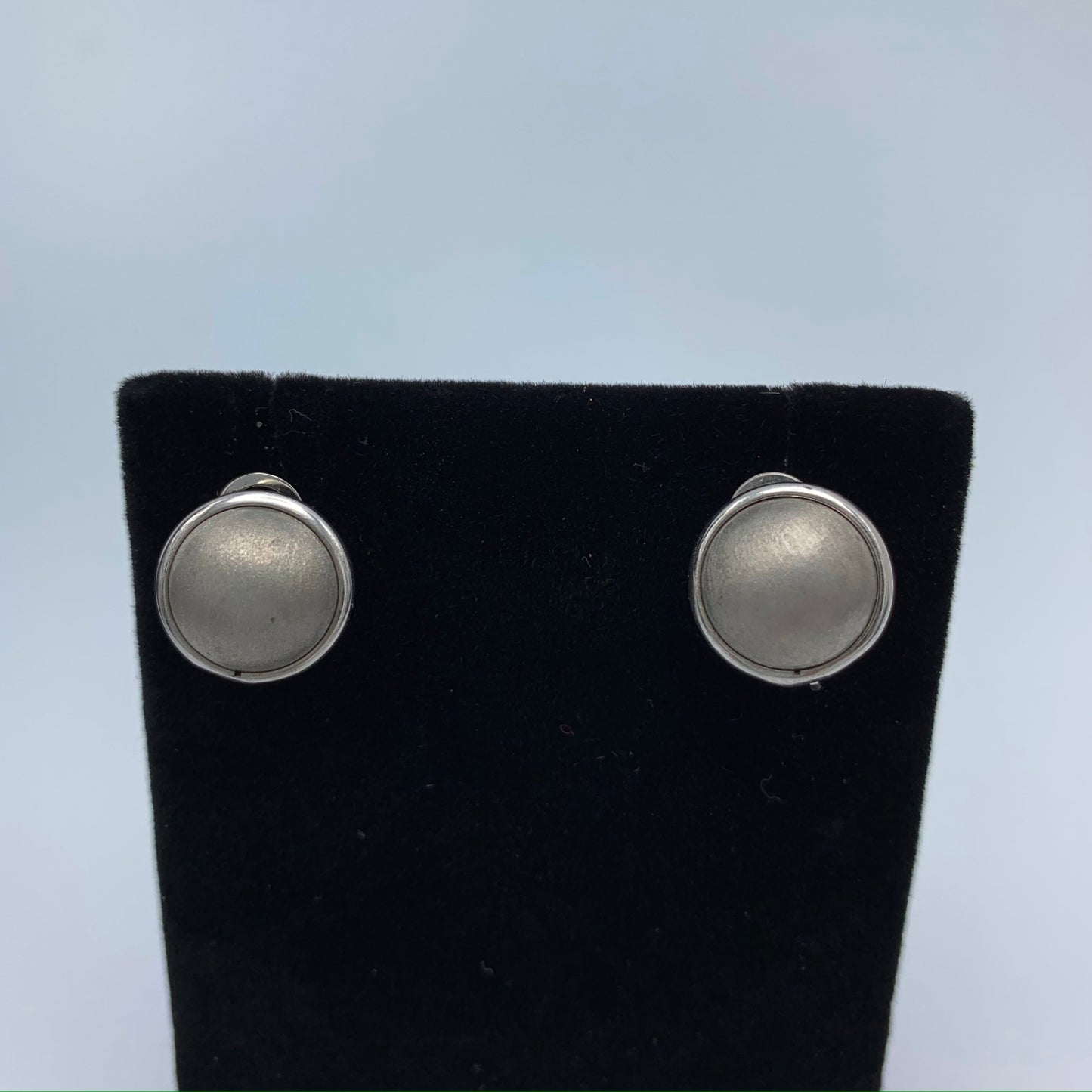 14K White Gold Button Earrings with Pierced Omega Backs