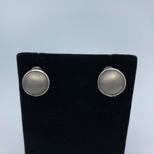 14K White Gold Button Earrings with Pierced Omega Backs