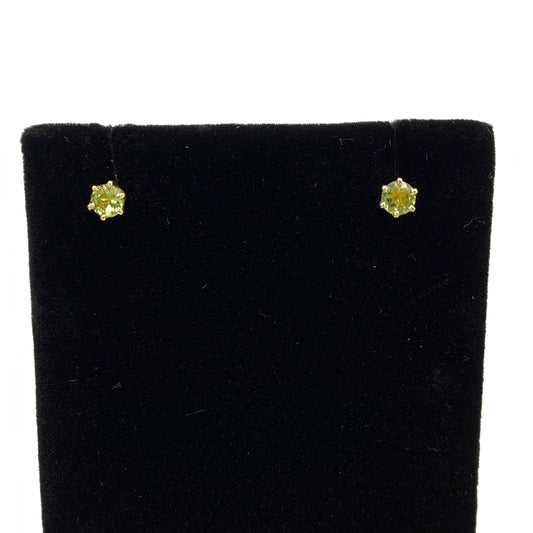 14K Yellow Gold Genuine Peridot Earrings