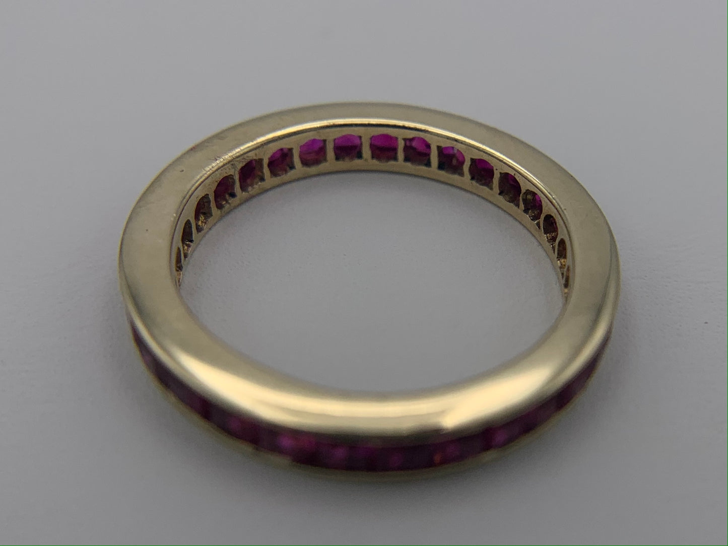 14K Yellow Gold Ruby Eternity Ring Size 6.75