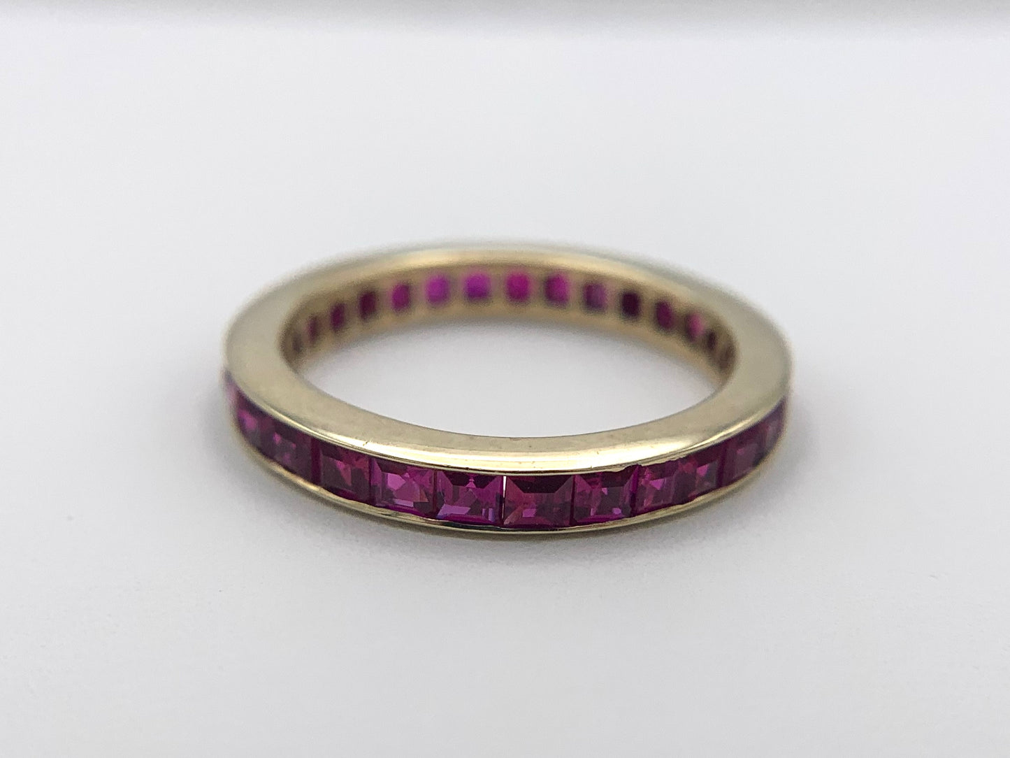 14K Yellow Gold Ruby Eternity Ring Size 6.75
