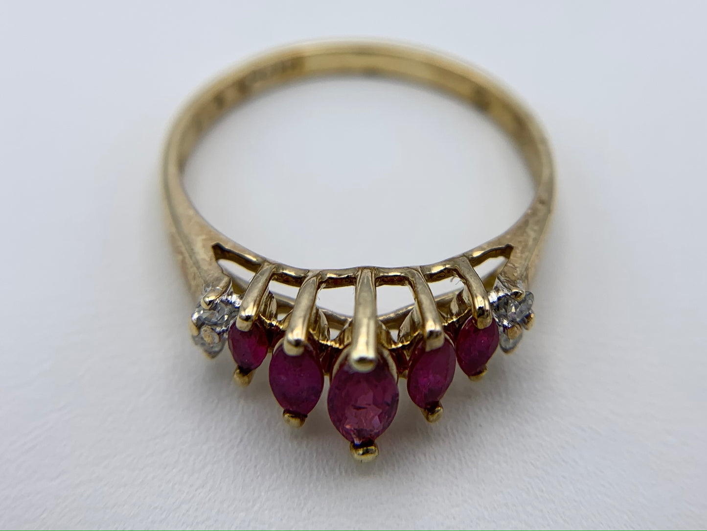 14K Yellow Gold Ruby and Diamond Ring