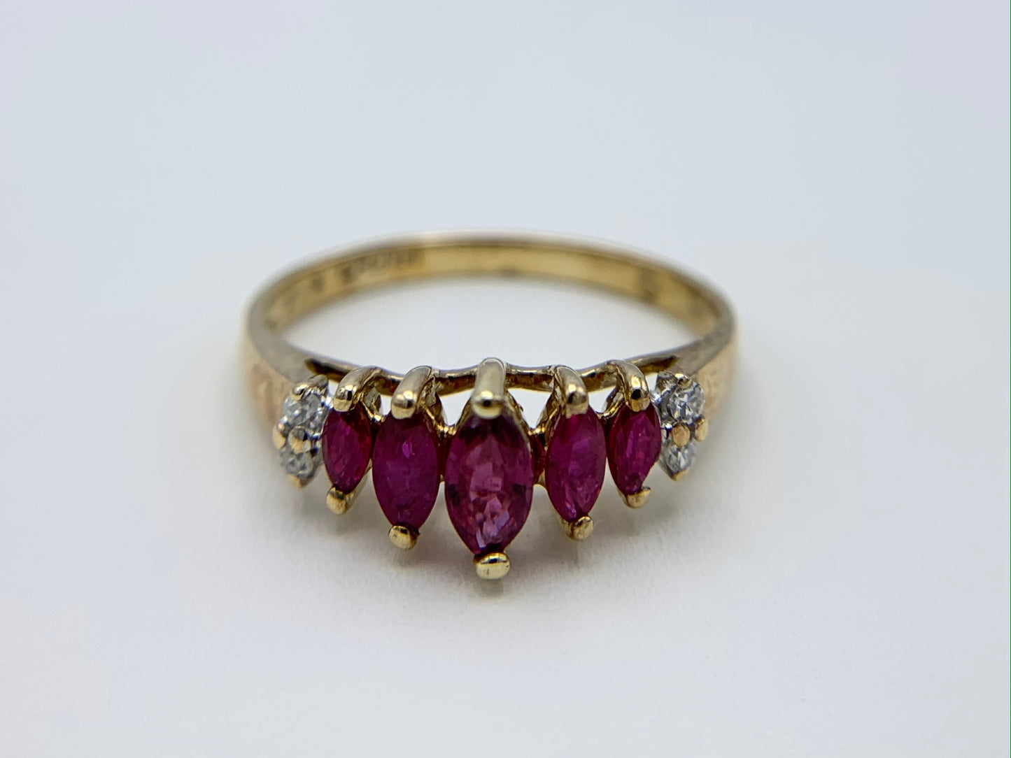 14K Yellow Gold Ruby and Diamond Ring