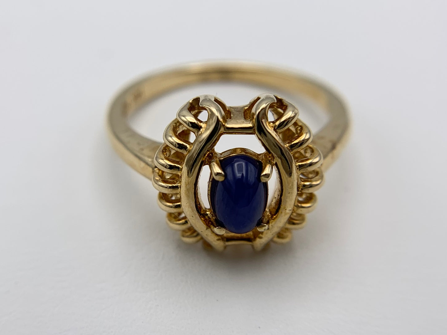 14K Yellow Gold Oval Blue Star Sapphire Ring