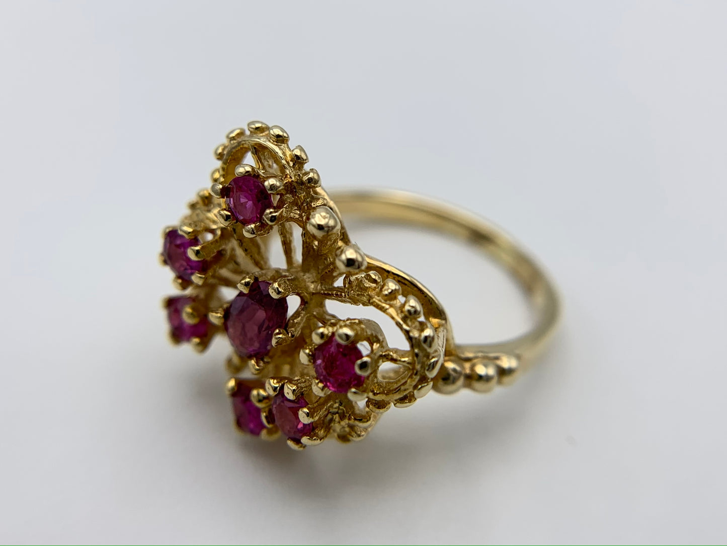 14K Yellow Gold Ruby Butterfly Ring