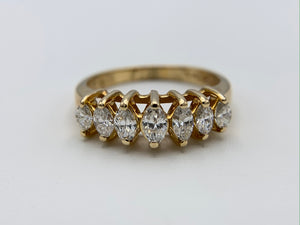 14K Yellow Gold Marquise Diamond Wedding Ring