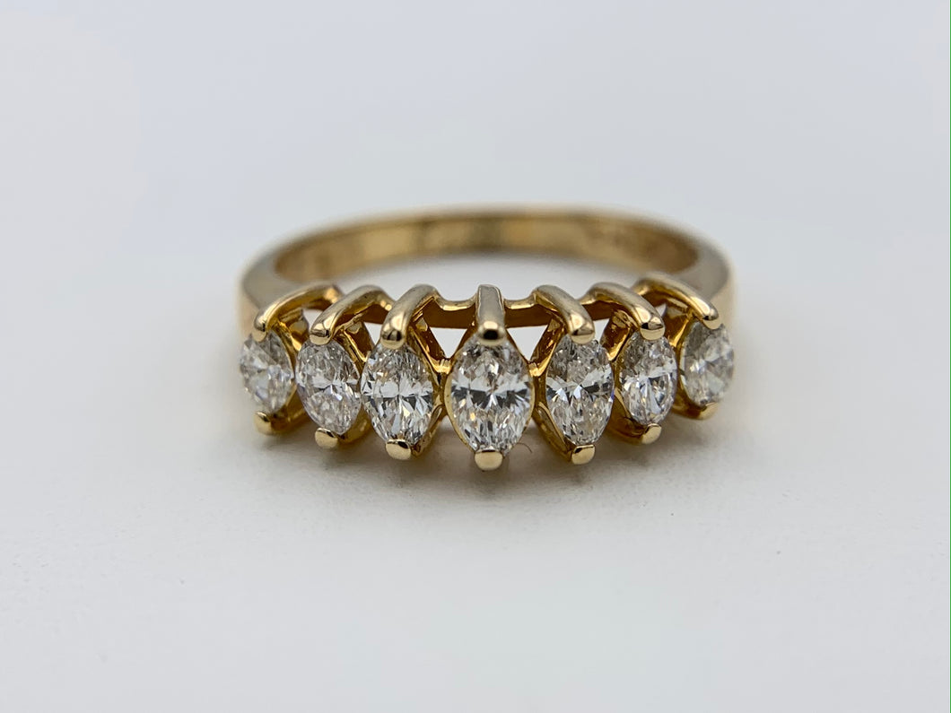 14K Yellow Gold Marquise Diamond Wedding Ring