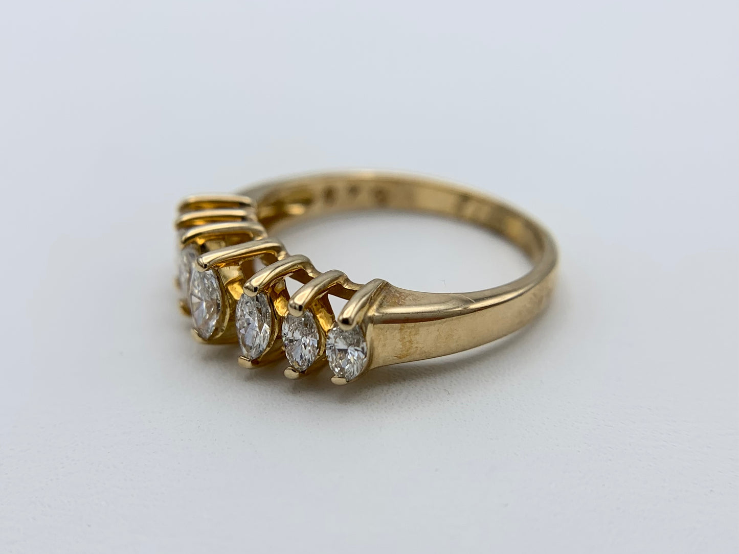 14K Yellow Gold Marquise Diamond Wedding Ring