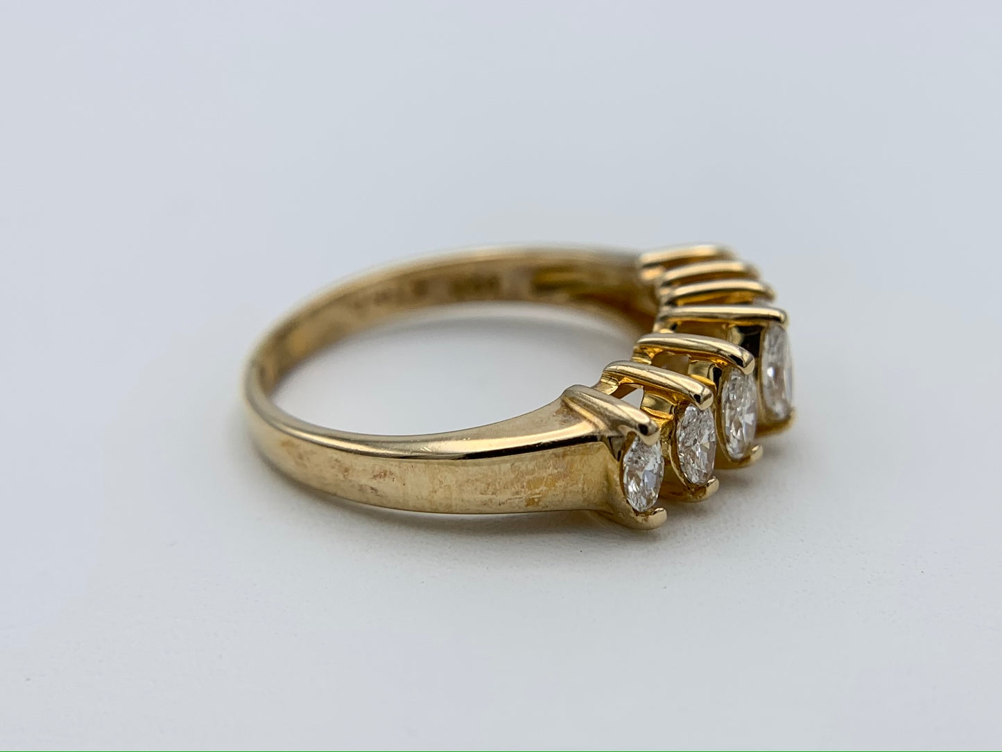 14K Yellow Gold Marquise Diamond Wedding Ring